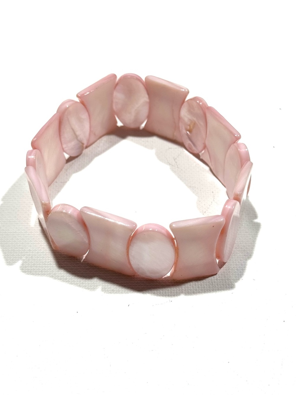Blush Pink Pearlescent Stretch Bracelet Chunky Statement